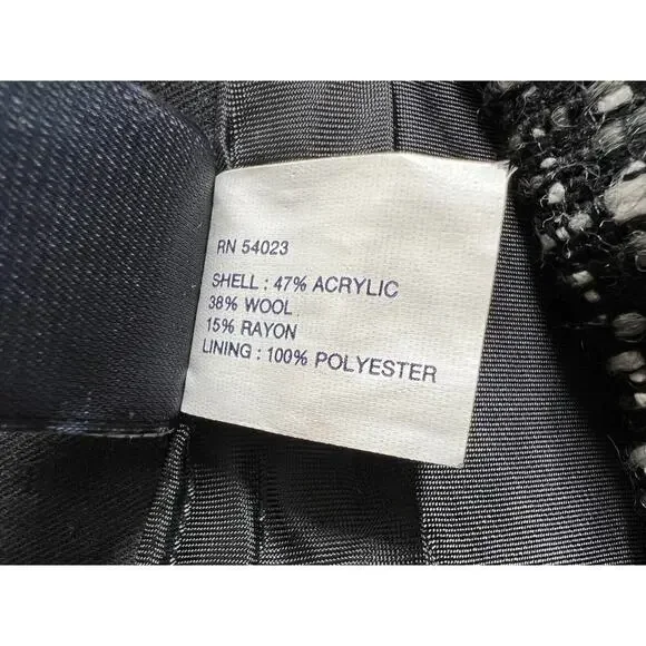 Gap Tweed Y2K Wool Blend Velvet Trim Skirt Womens Size 6 Lined Side Zip Black - Picture 7 of 8